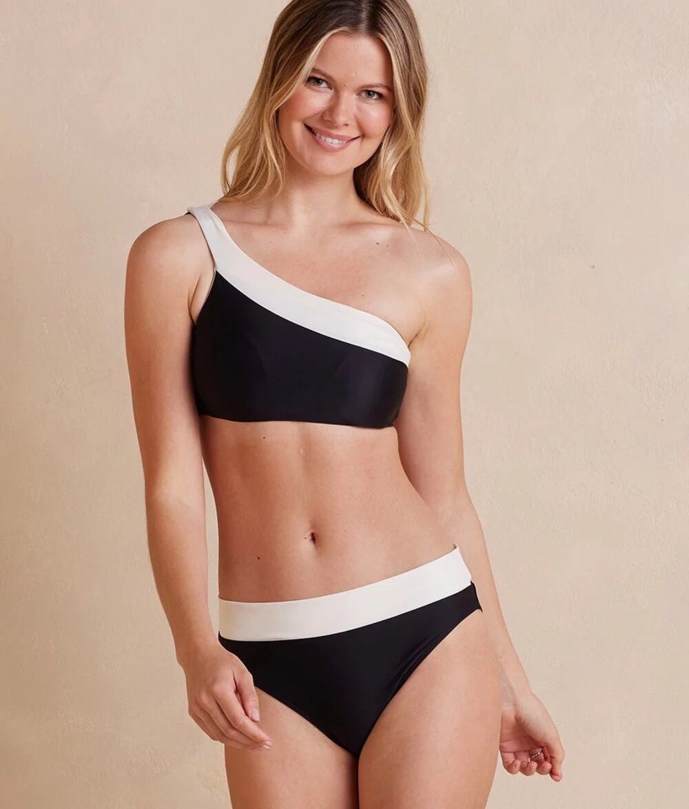 summersalt One-Shoulder Black and White Bikini